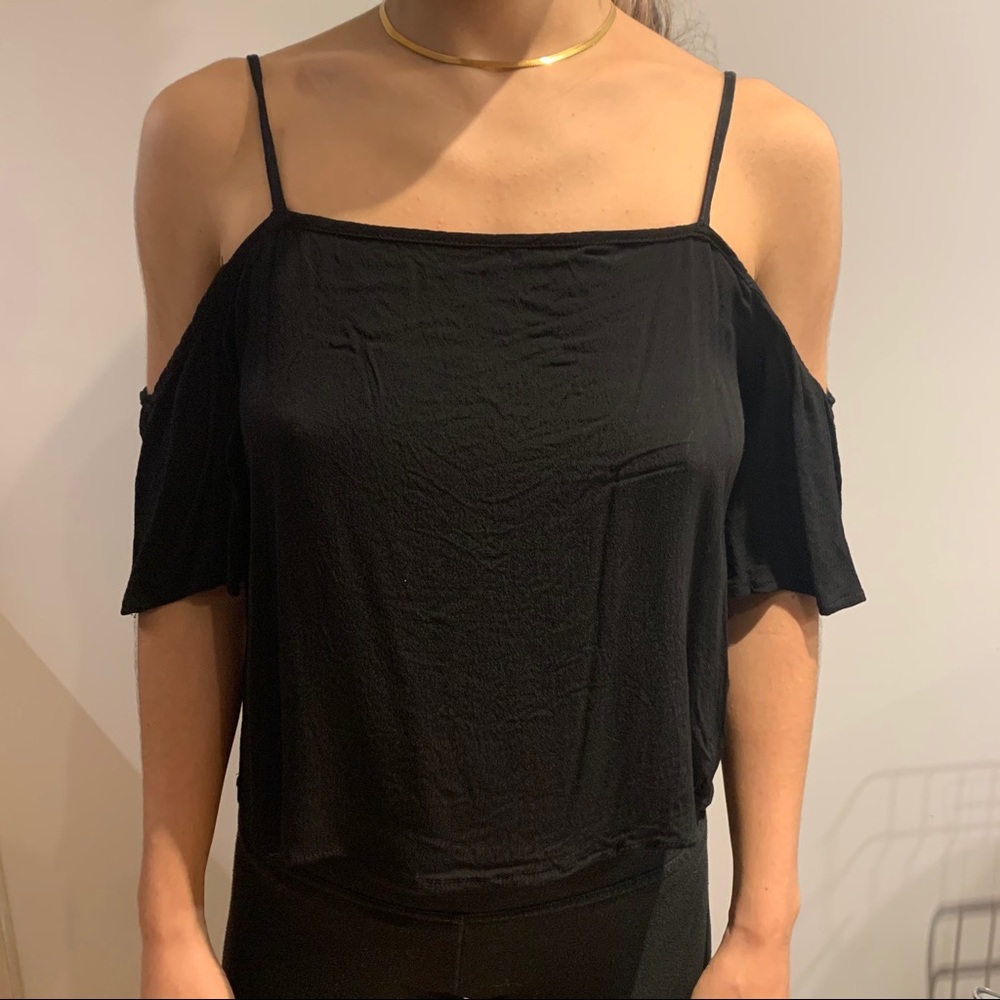 Black off shoulder romantic blouse Size Small